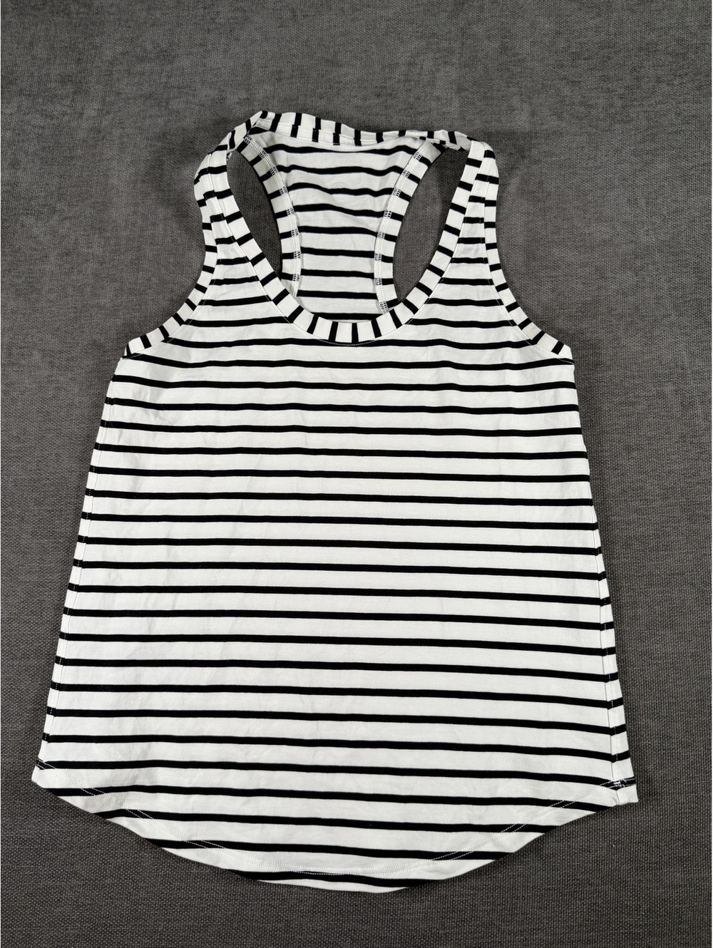 Lululemon Athletica Black and White Striped Cool Racerback Tank Top